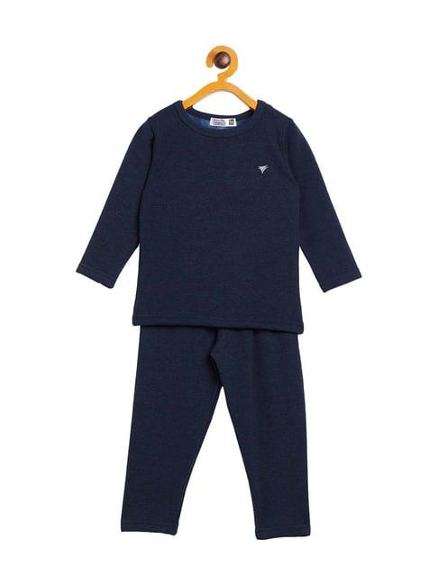 neva kids blue skinny fit full sleeves thermal set