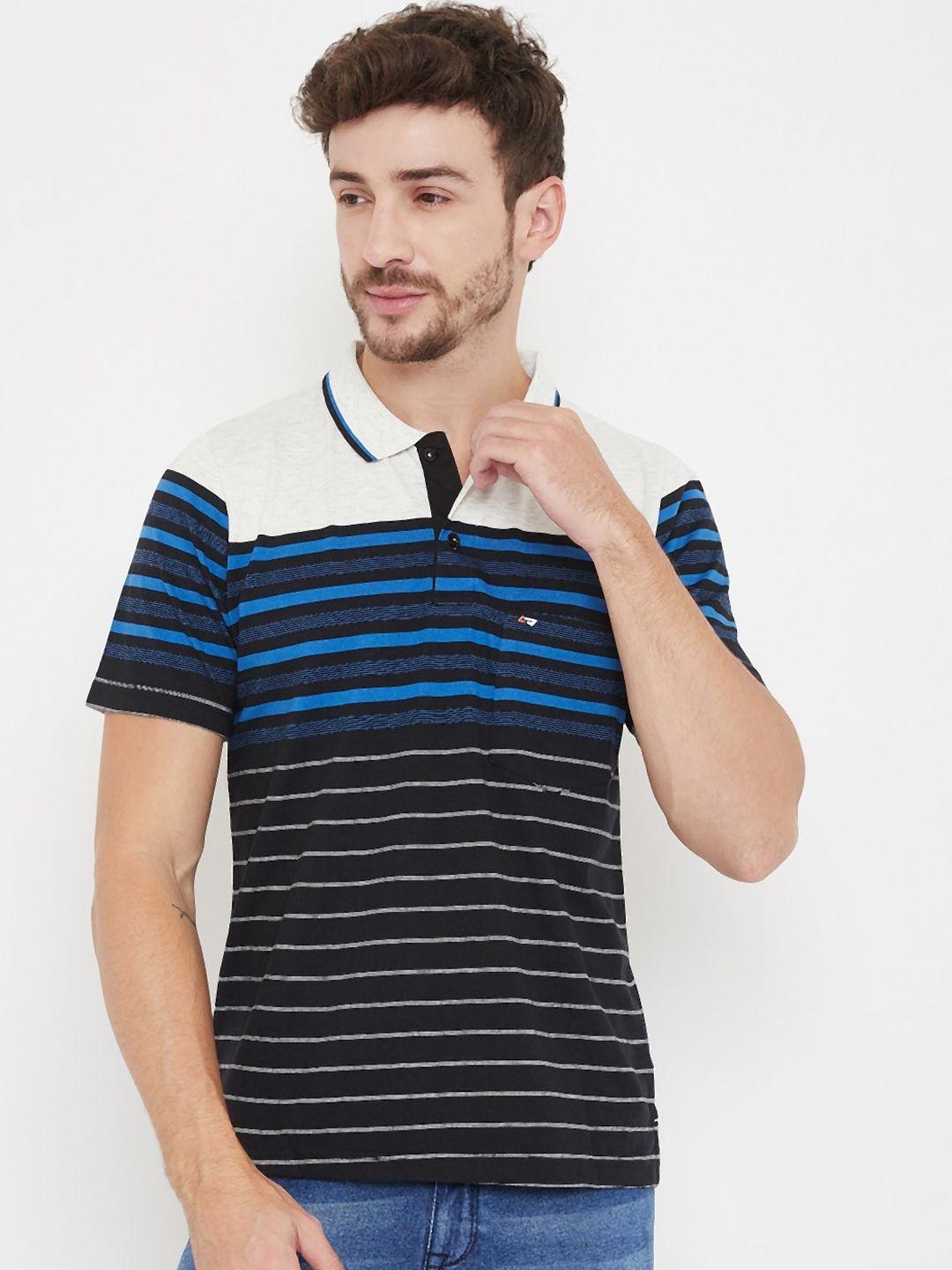 neva men blue striped polo collar t-shirt