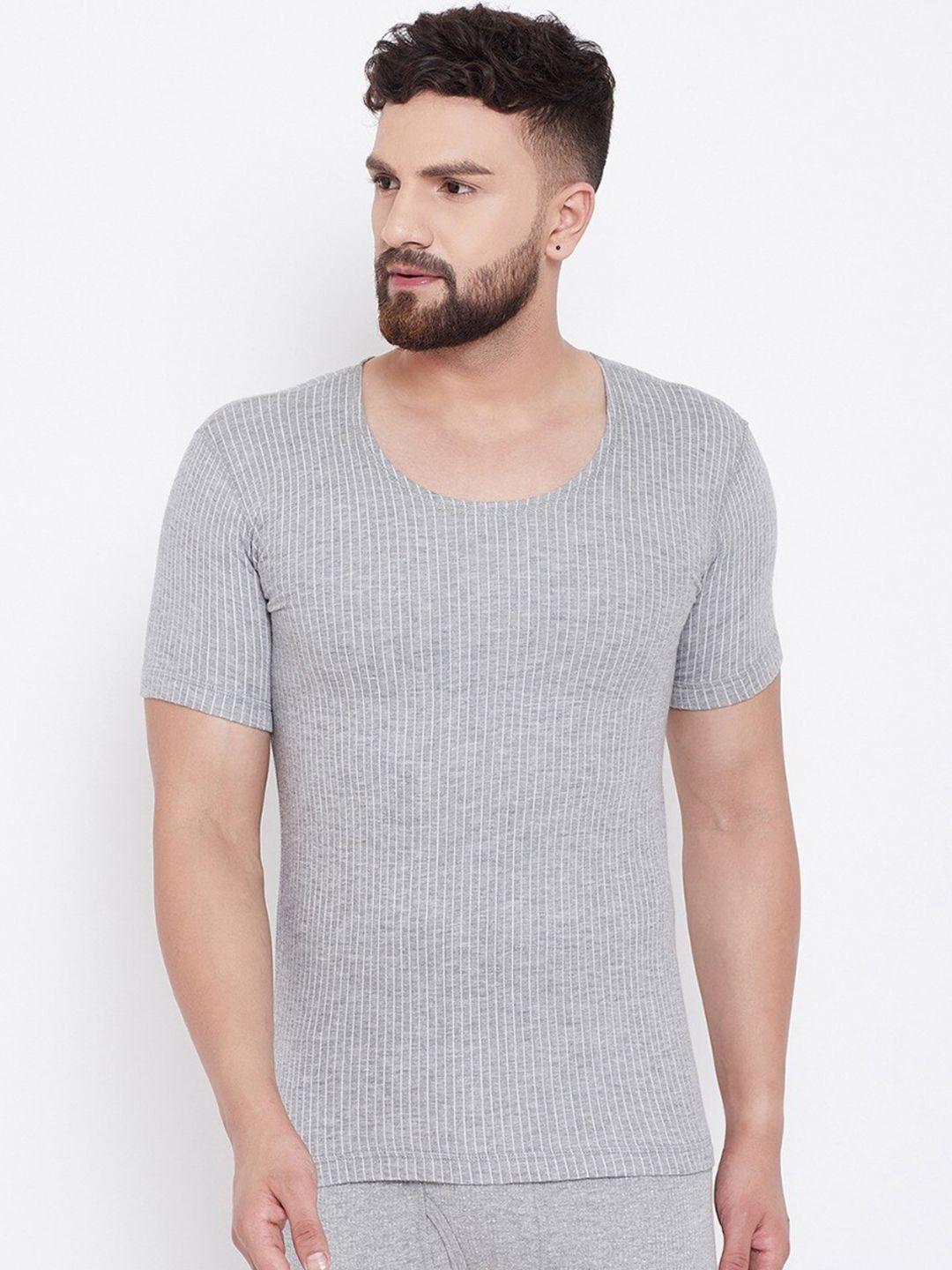 neva men grey melange striped ribbed thermal top