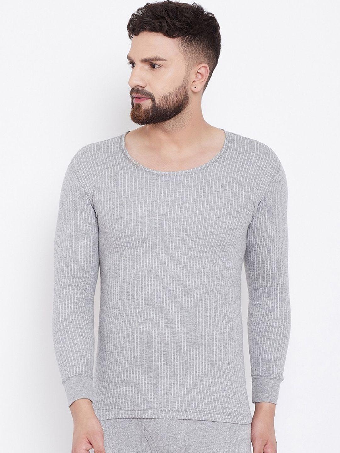 neva men grey striped cotton thermal t-shirt