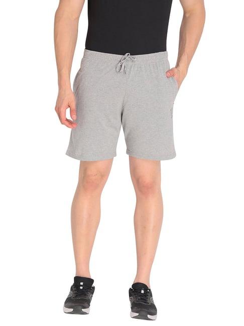 neva milange grey cotton regular fit shorts