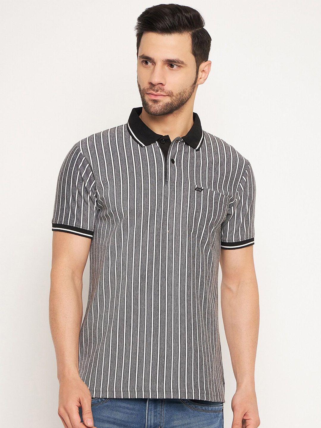 neva striped polo collar pocket cotton t-shirt