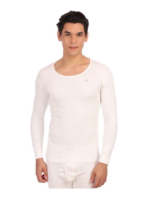neva white cotton regular fit thermal top