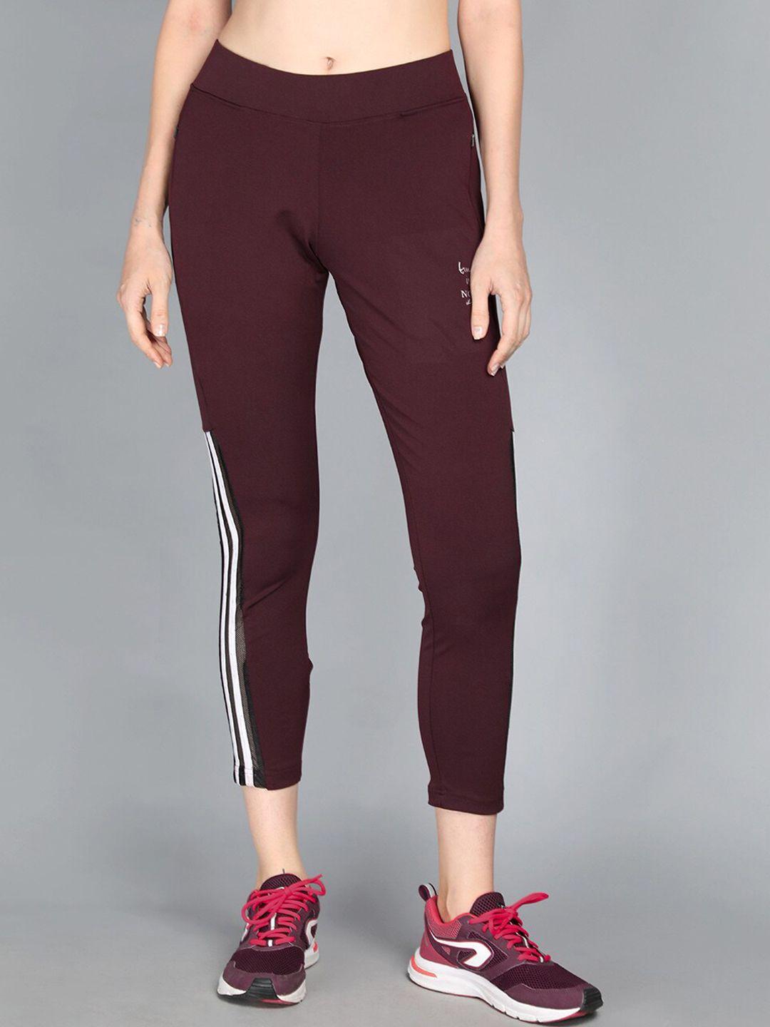 neva women striped detail mid-rise ankle-length breathable track pants