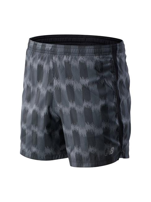 new balance black & navy printed sports shorts