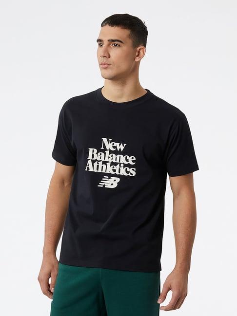 new balance black regular fit printed crew t-shirt