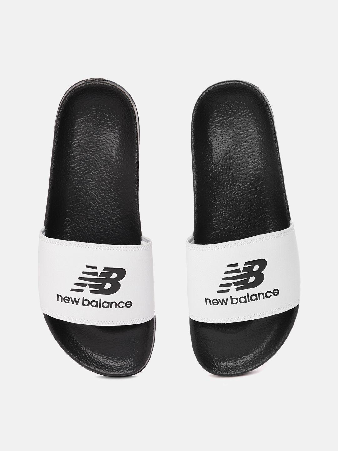 new balance men brand logo printed sliders