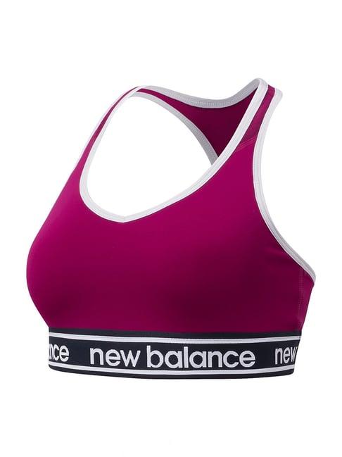 new balance purple scoop neck sports bra