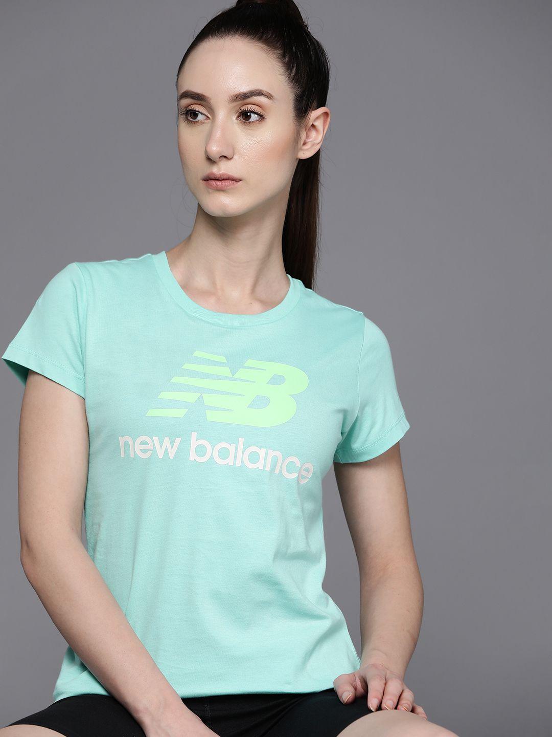new balance women brand logo printed pure cotton t-shirt