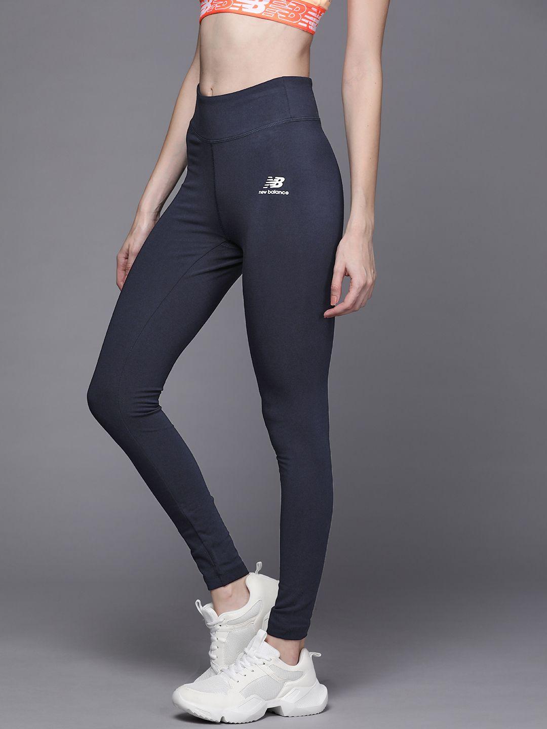 new balance women navy blue solid sports tights