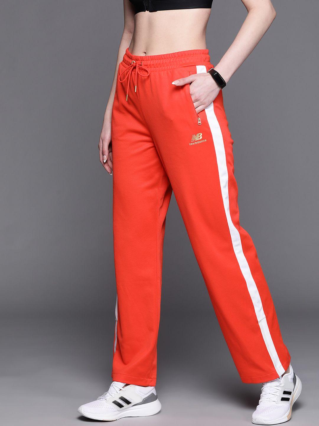 new balance women red solid athleisure track pants