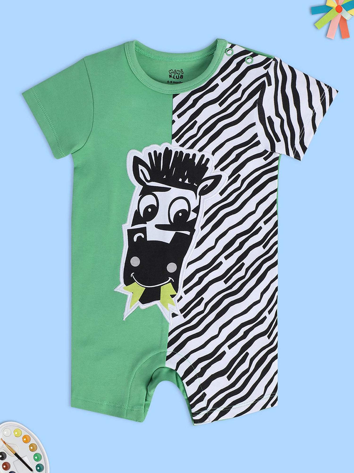 new born and baby boys green romper