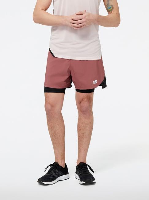 new balance black & pink comfort fit sports shorts