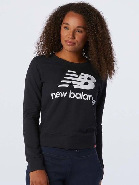 new balance black cotton printed sports sweatshirt