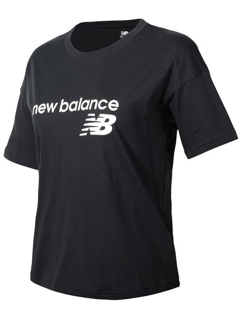 new balance black logo printed t-shirt