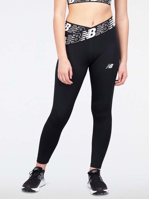 new balance black printed sports tights