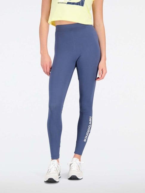 new balance blue cotton printed sports tights