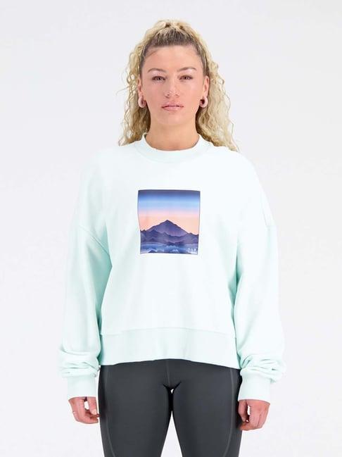 new balance green cotton printed sports sweatshirt