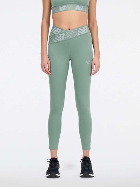 new balance green printed sports tights