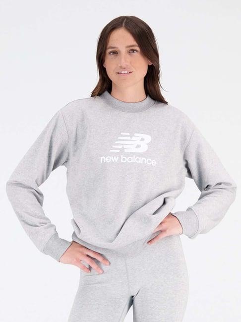 new balance grey cotton printed sports sweatshirt