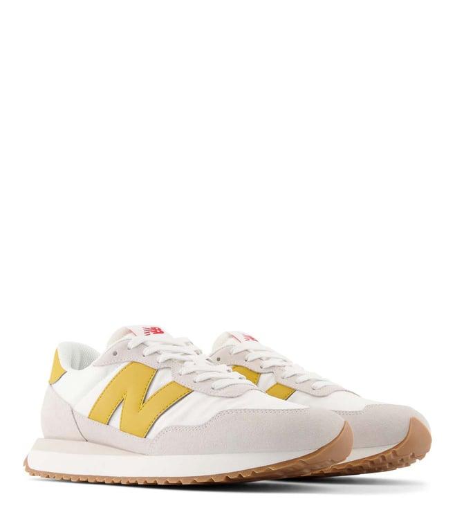 new balance men's 237 white & yellow sneakers