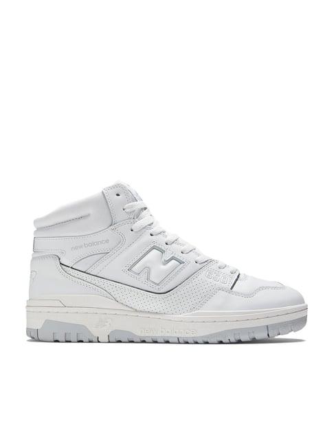 new balance men's white ankle high sneakers