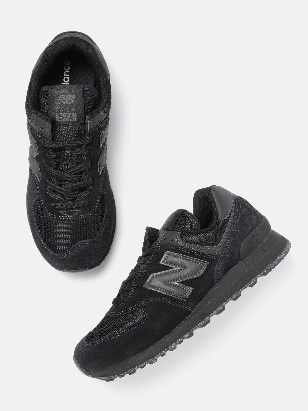 new balance men black woven design sneakers