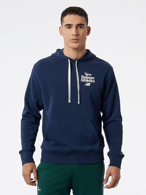 new balance natural indigo comfort fit striped hooded sweatshirt