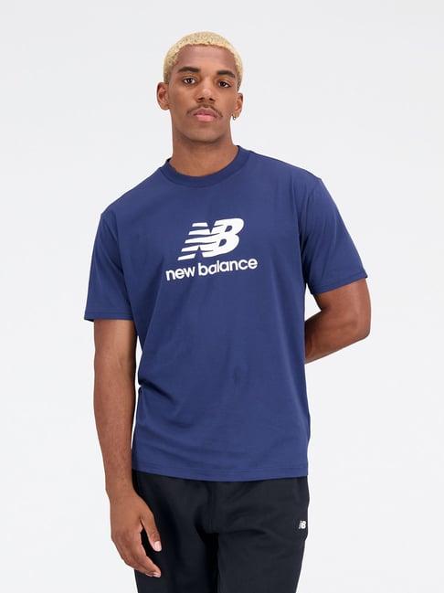 new balance navy regular fit logo printed crew t-shirt