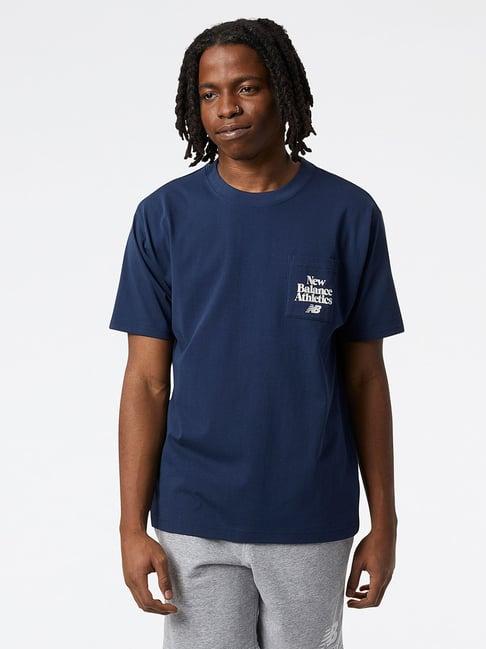 new balance navy regular fit printed crew t-shirt