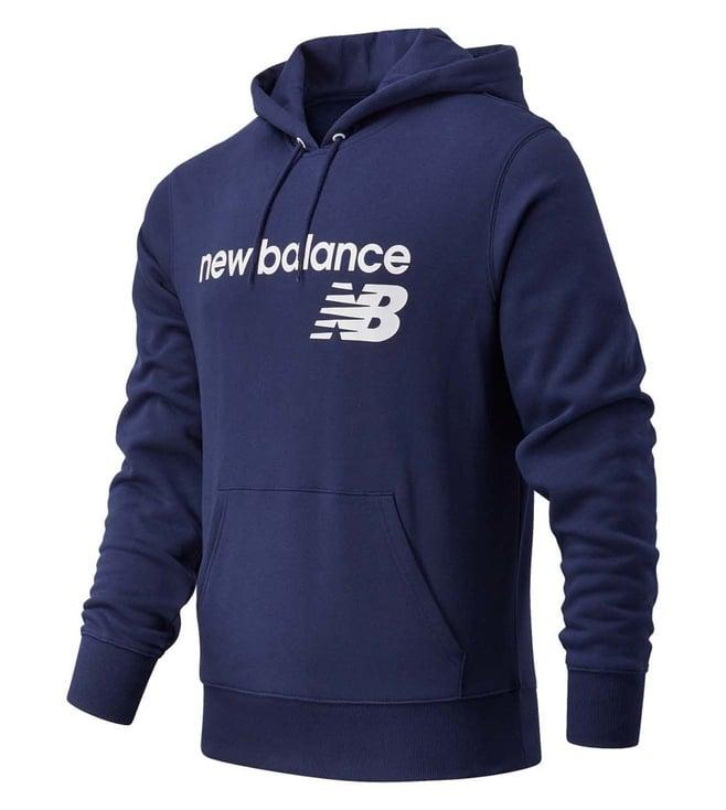 new balance solid men blue regular fit mt03910 sweatshirt