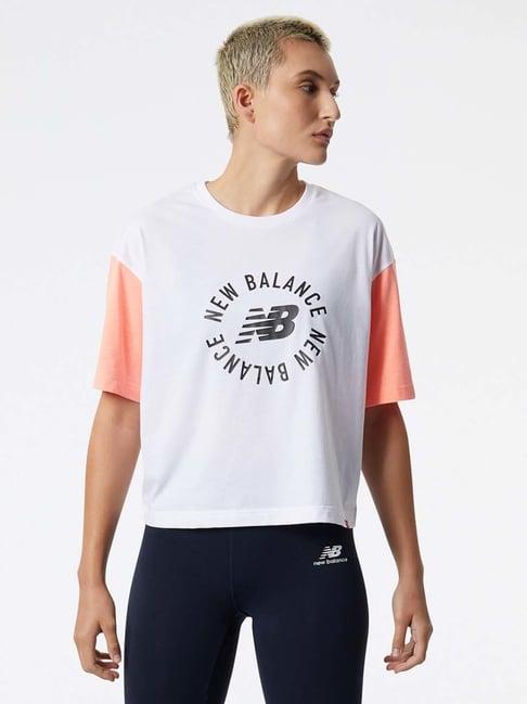 new balance white cotton printed sports t-shirt