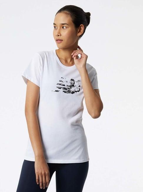 new balance white cotton printed sports t-shirt