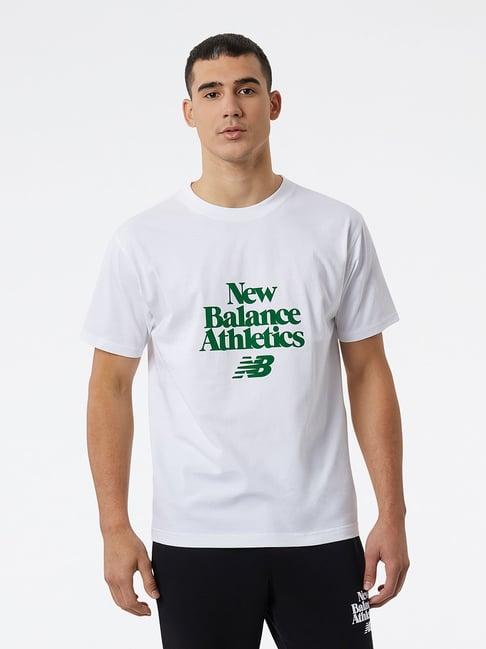 new balance white regular fit printed crew t-shirt