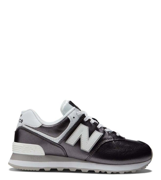 new balance women's 574 black metallic sneakers