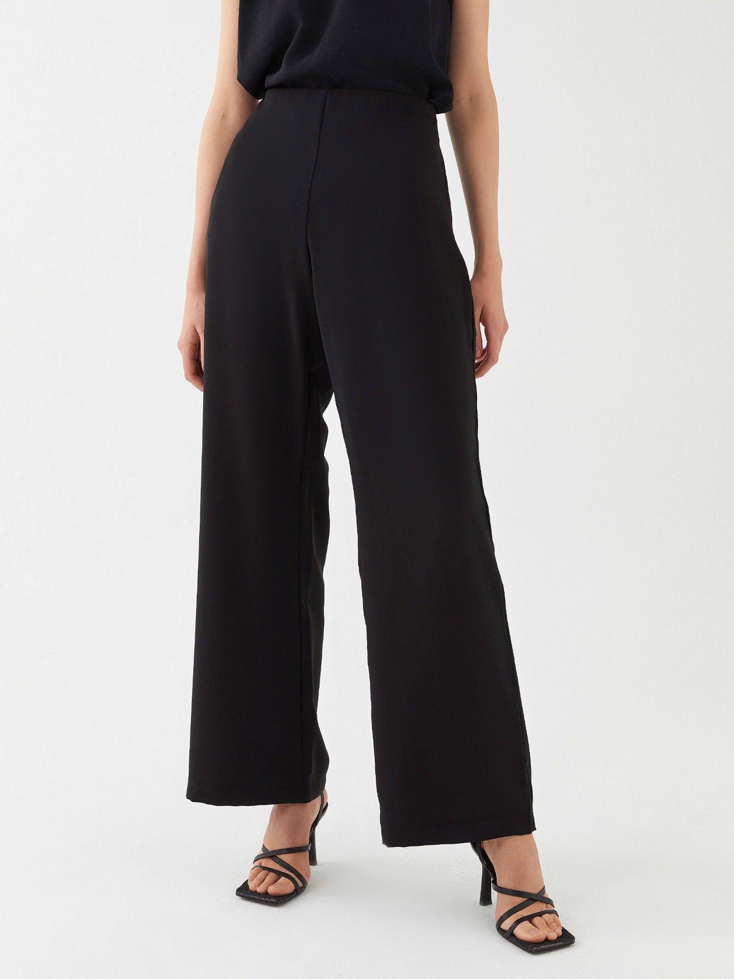 new black solid trousers