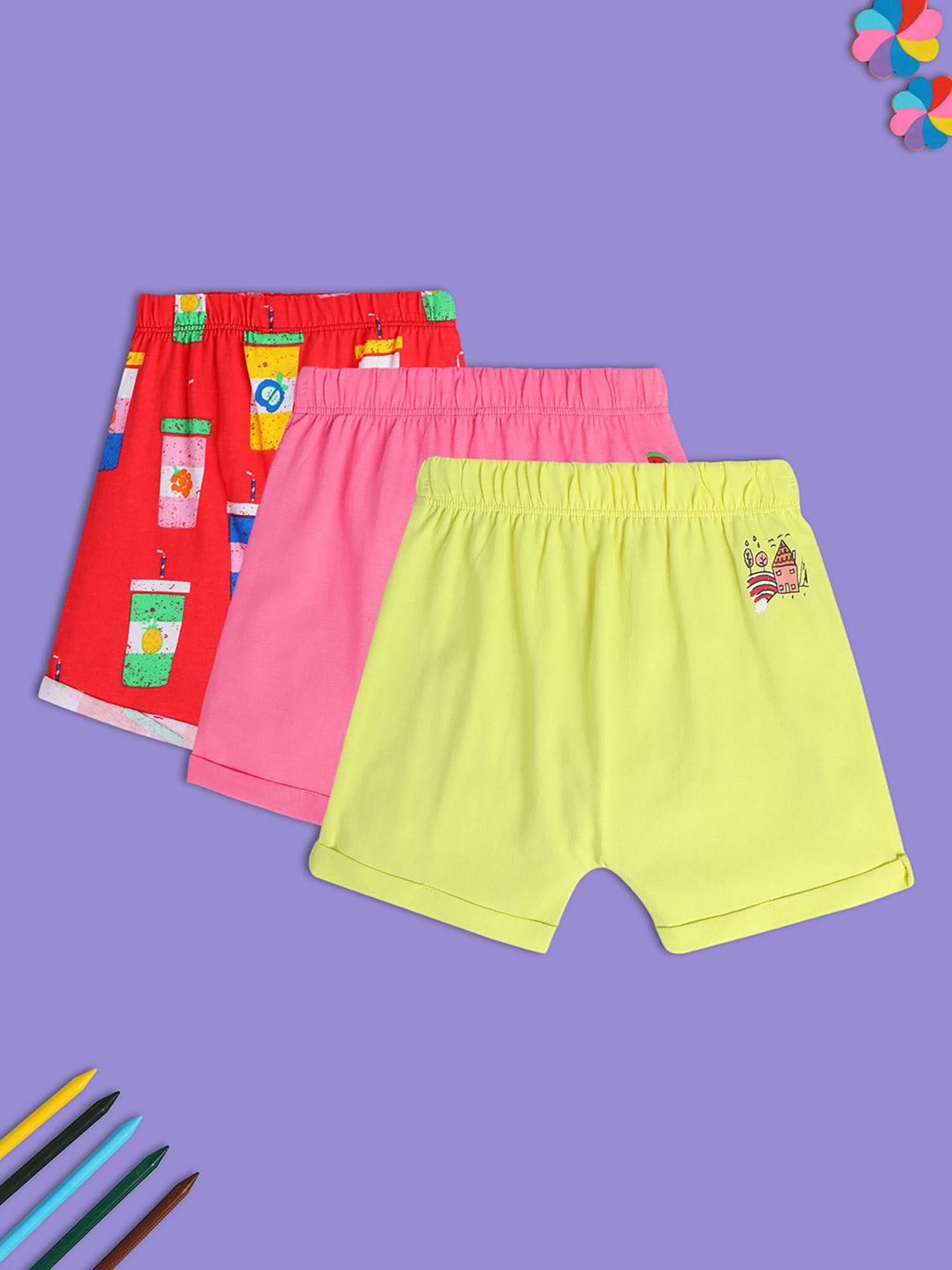 new born and baby girls multi shorts (pack of 3)