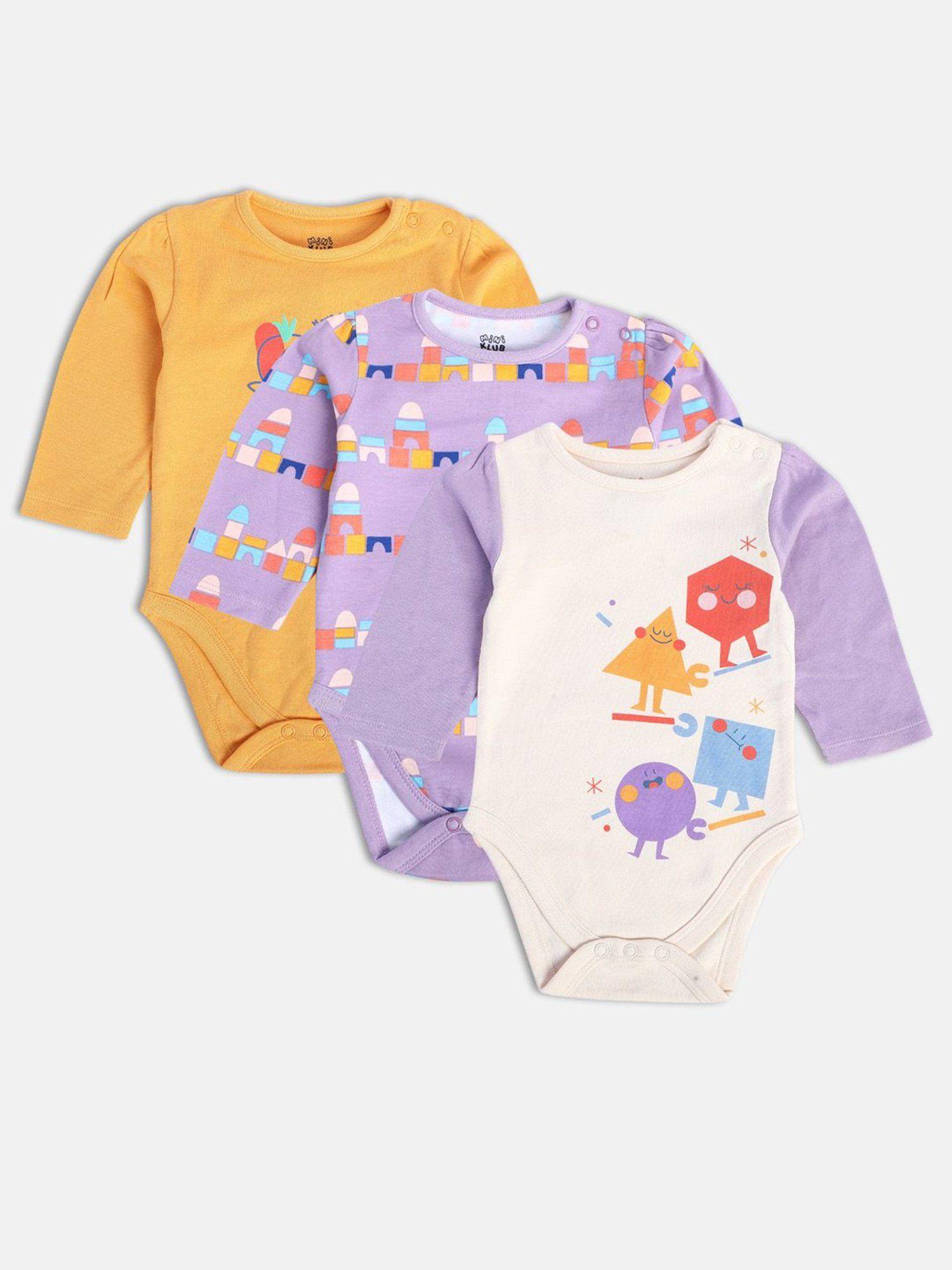 new born and baby girls printed onesies (pack of 3)