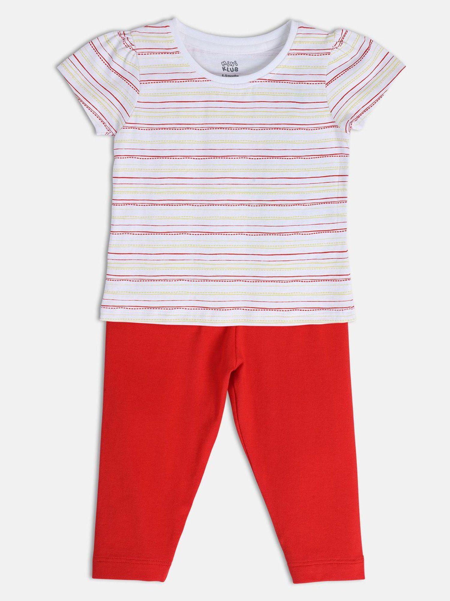 new born and baby girls stripes top with bottom (set of 2)