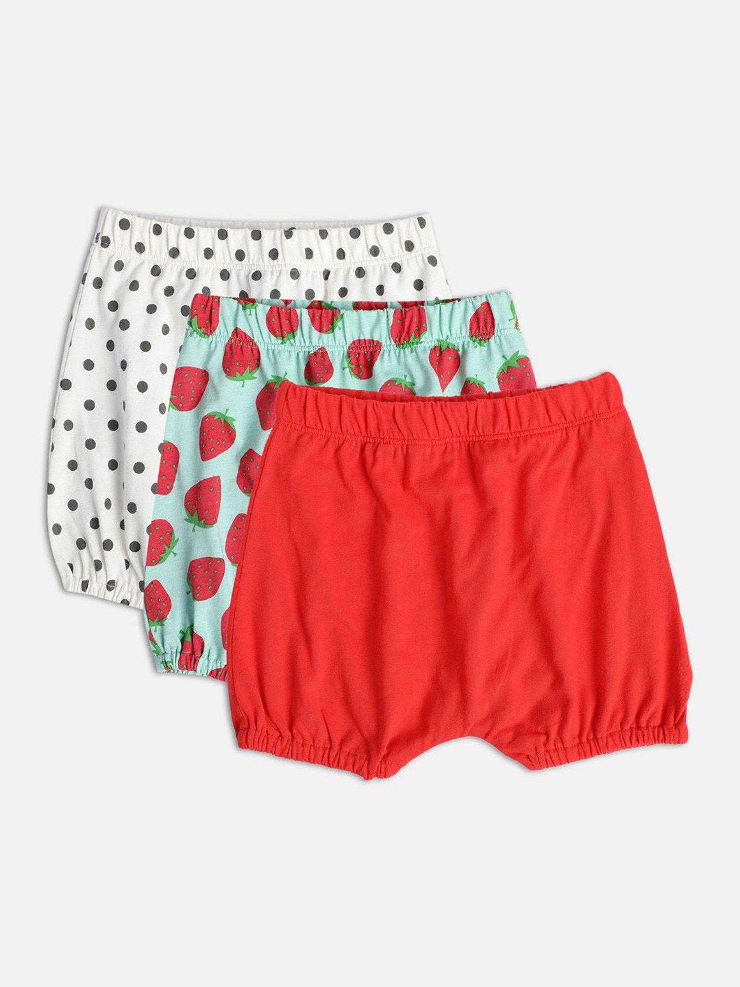 new born and girls printed shorts (pack of 3)