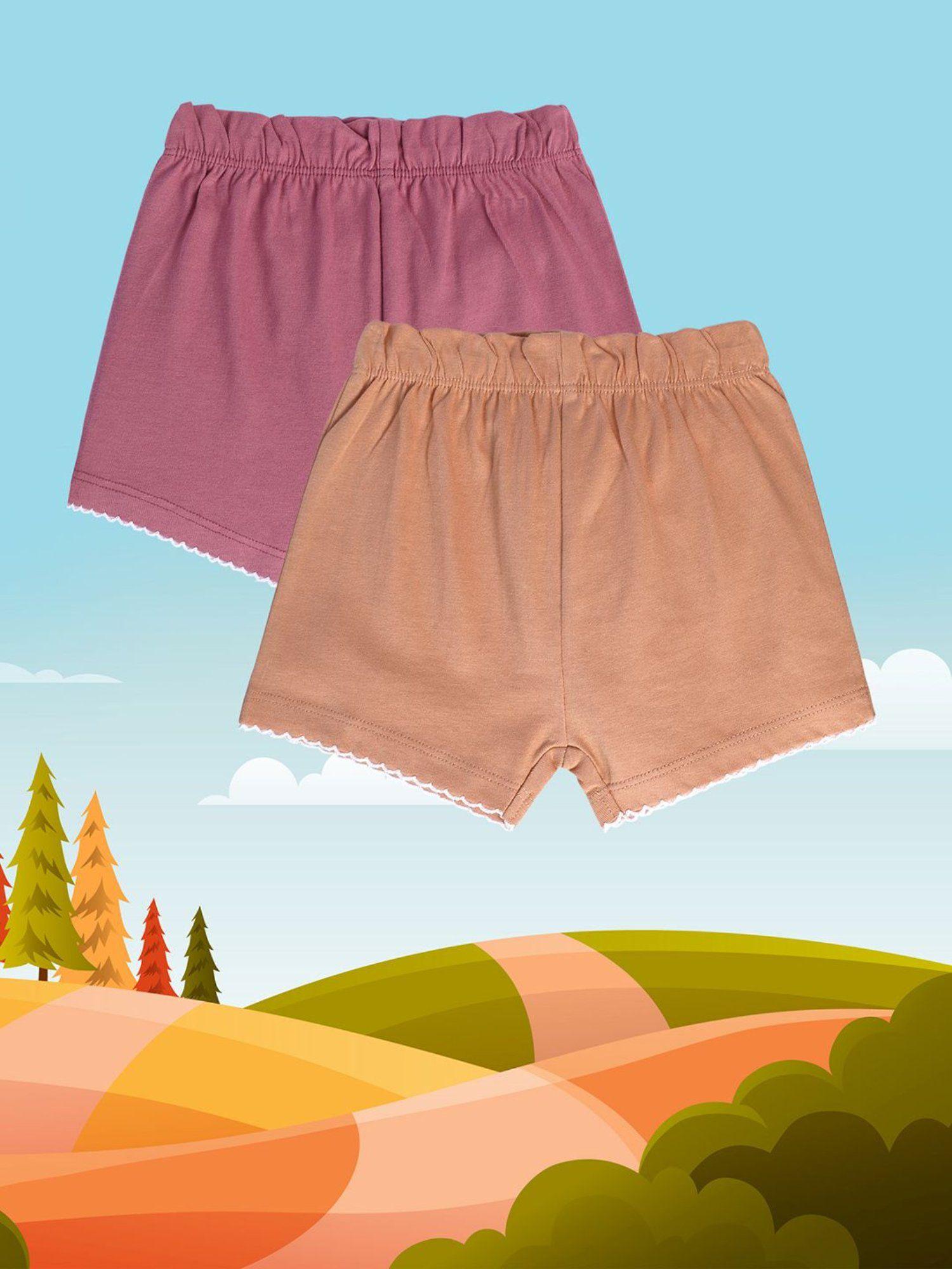 new born and girls solid shorts (pack of 2)
