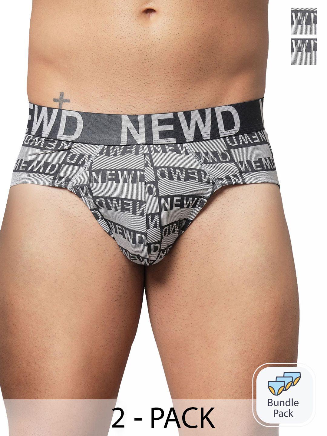 newd pack of 2 printed basic briefs nbp13-grey-c2-s