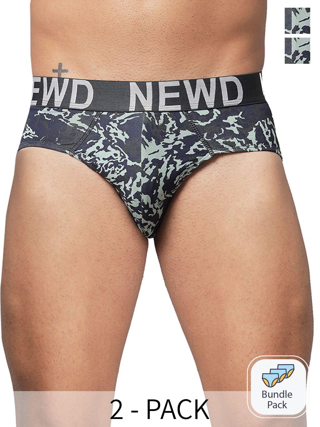 newd pack of 2 printed label free basic briefs nbp12-green-c2-s
