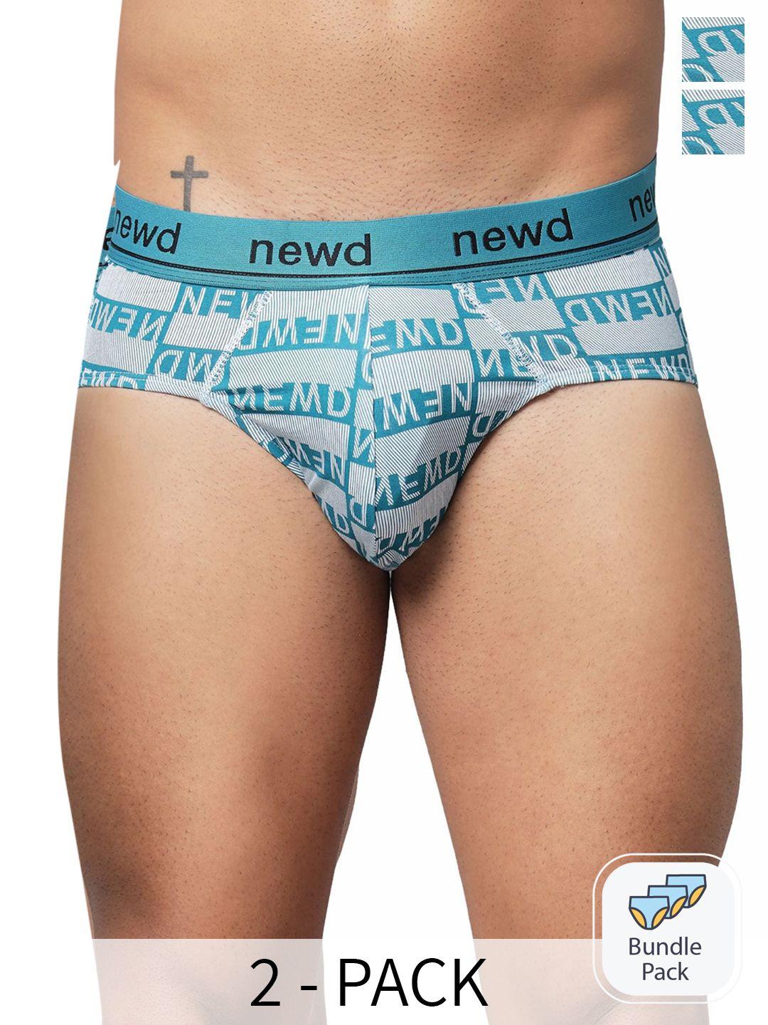 newd pack of 2 printed label free basic briefs nbp13-teal-c2-s