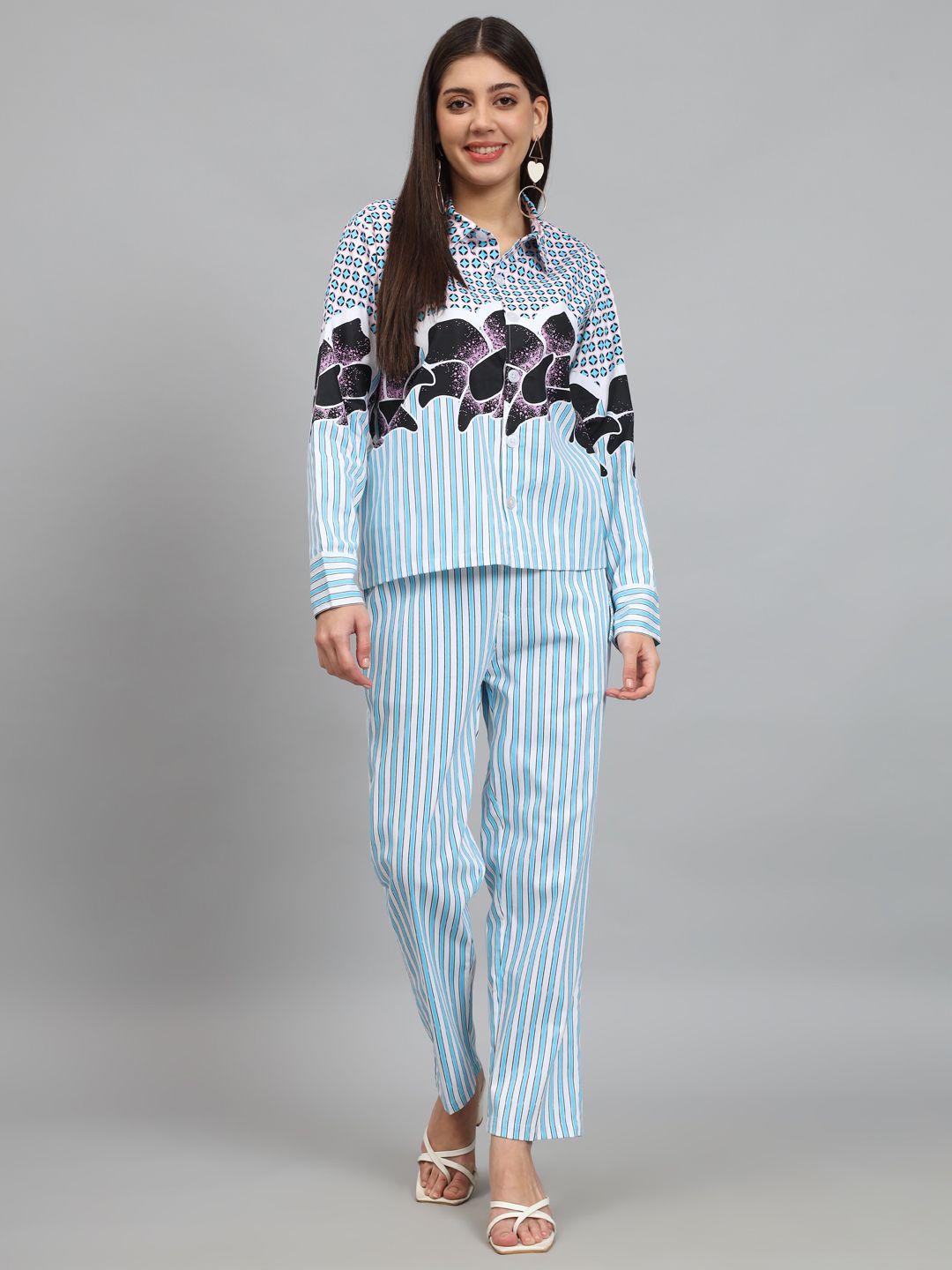 newd geometric printed long sleeves shirt with trouser co-ords