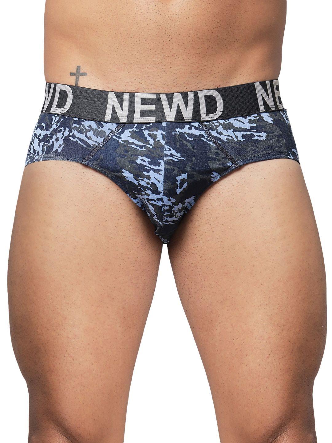 newd mid-rise camouflage printed basic briefs nbp12-blue-s
