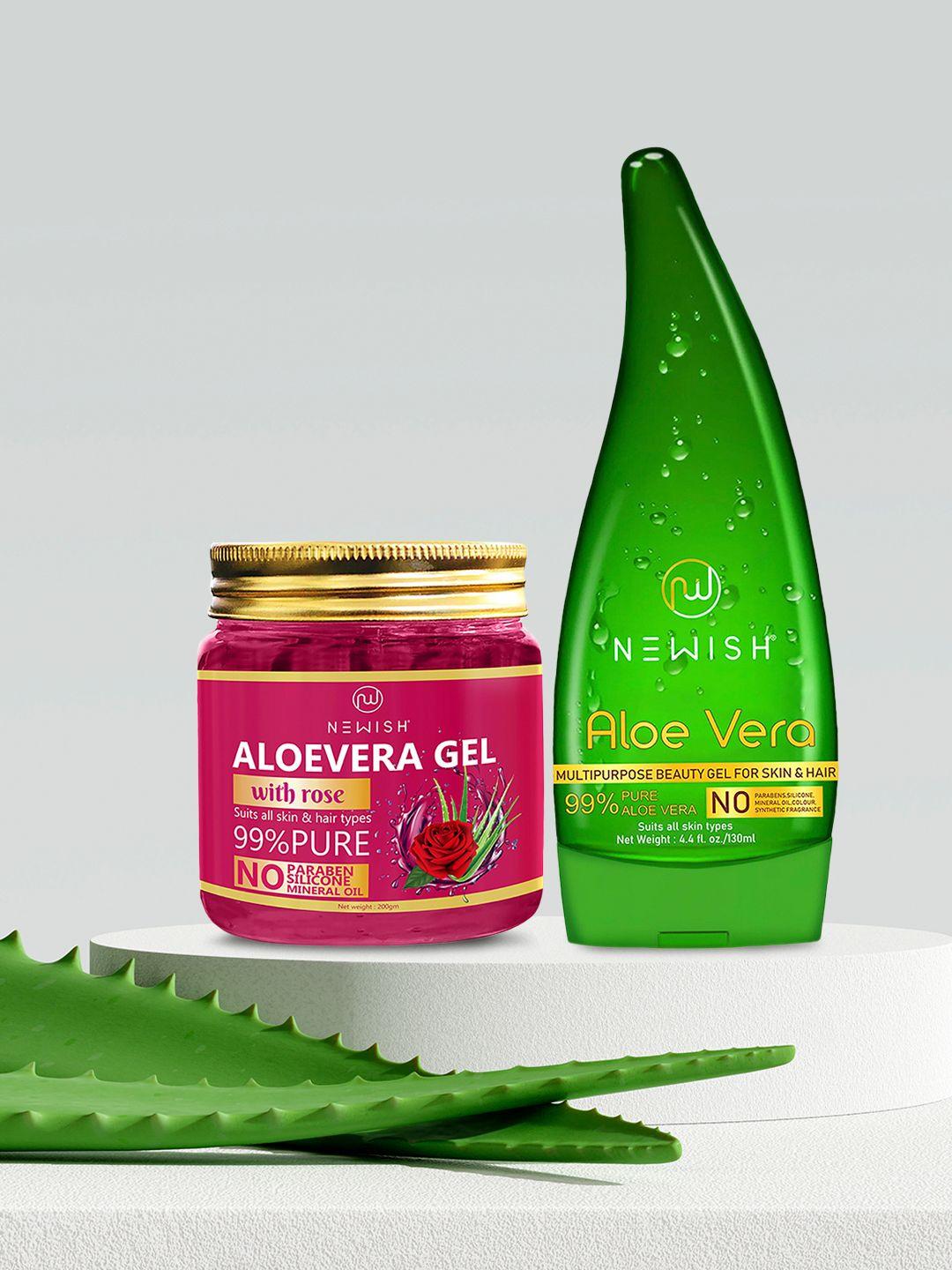newish set of 2 aloe vera gel with rose extract & natural aloe vera gel for skin & hair