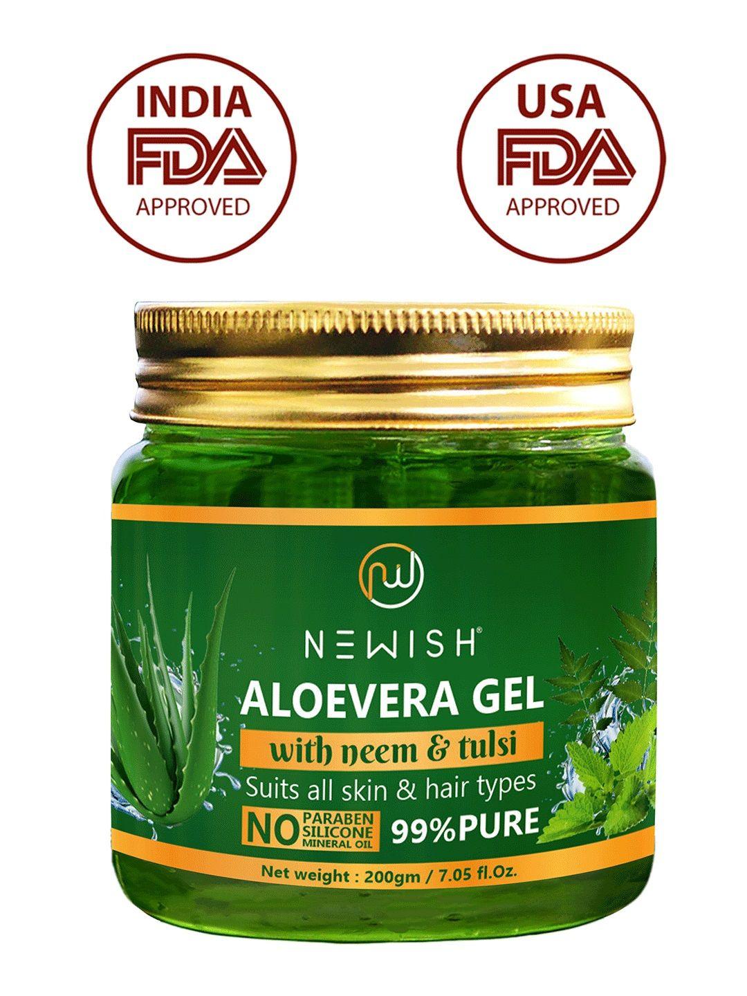 newish aloe vera gel with neem & tulsi extracts for anti ageing uneven skin tone - 200 g