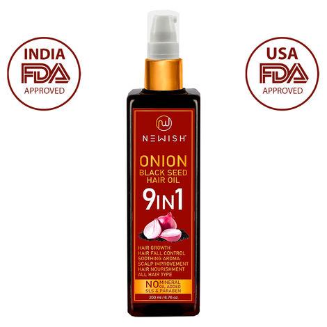 newish onion black seed hair oil for hair growth for men and women dandruff & hairfall control (200 ml)