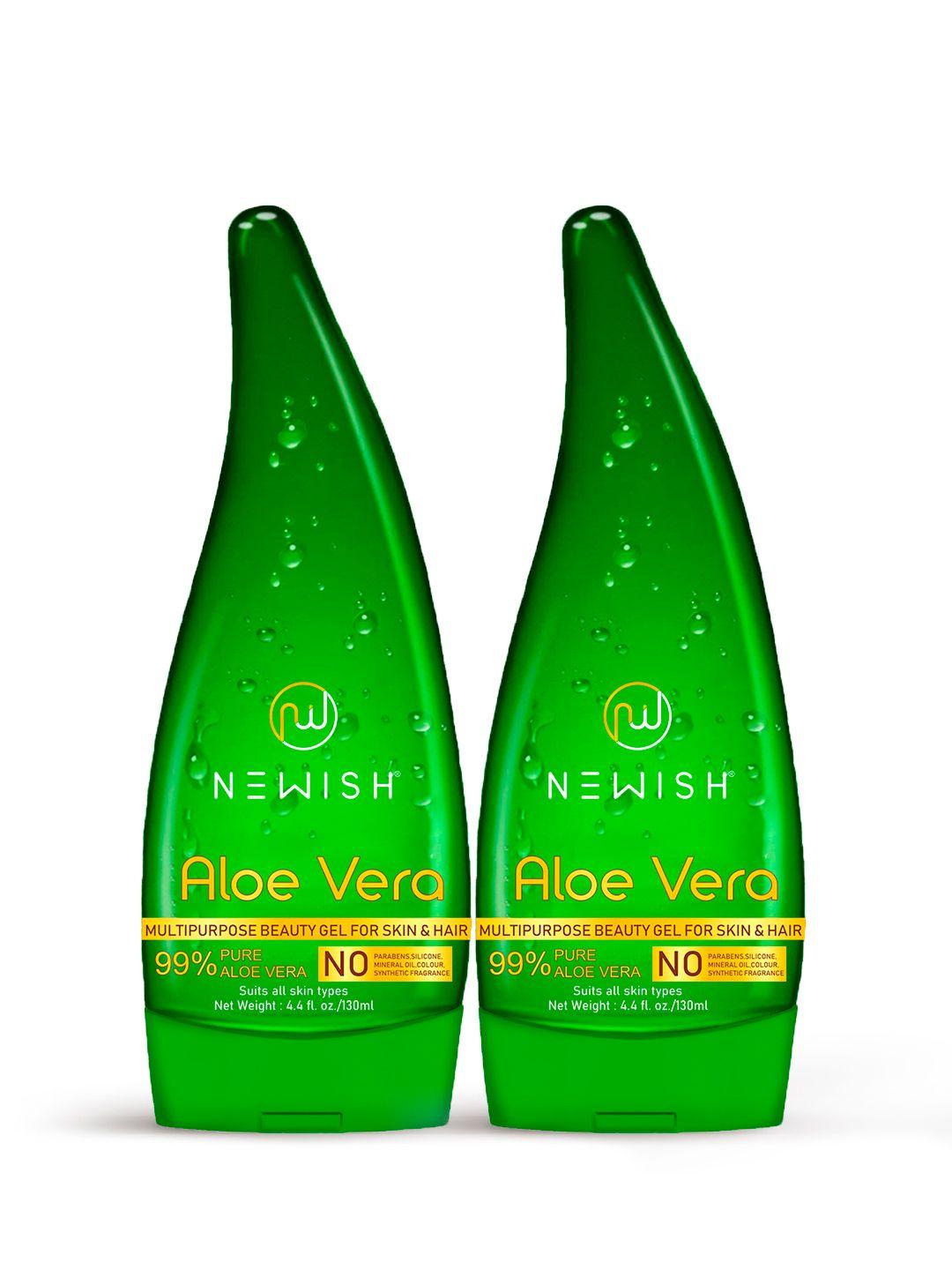 newish unisex set of 2 pure aloe vera gel for face & hair 260 ml